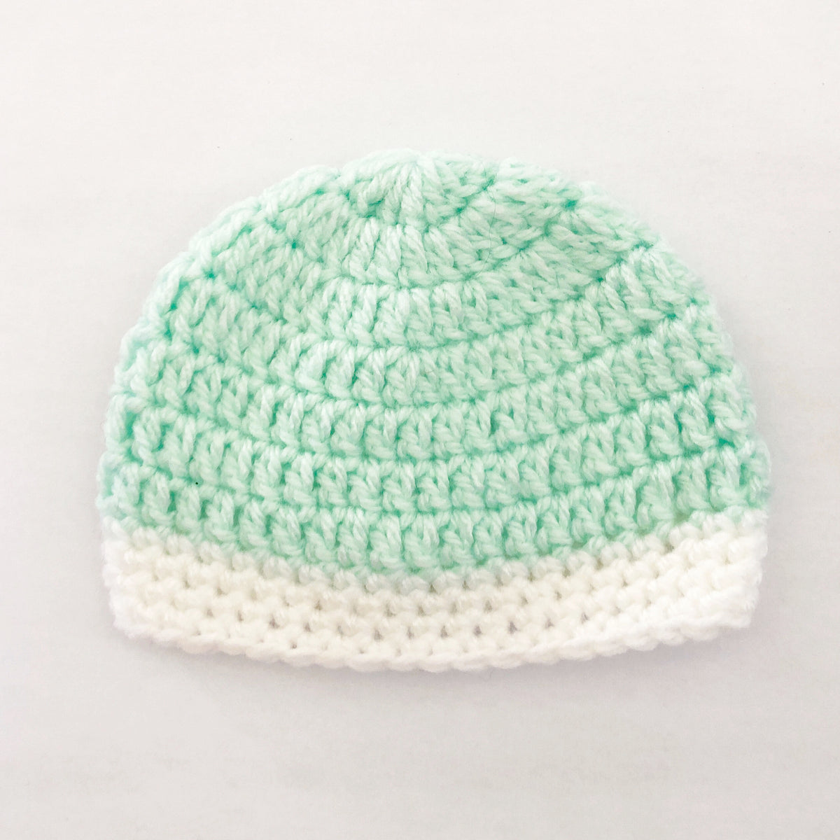 Crochet wool beanie - mint with white trim – Speku