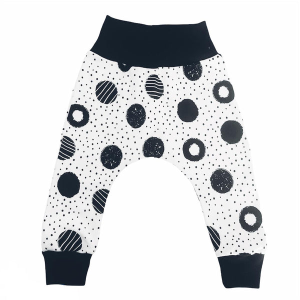 Harem pants - black circles on white