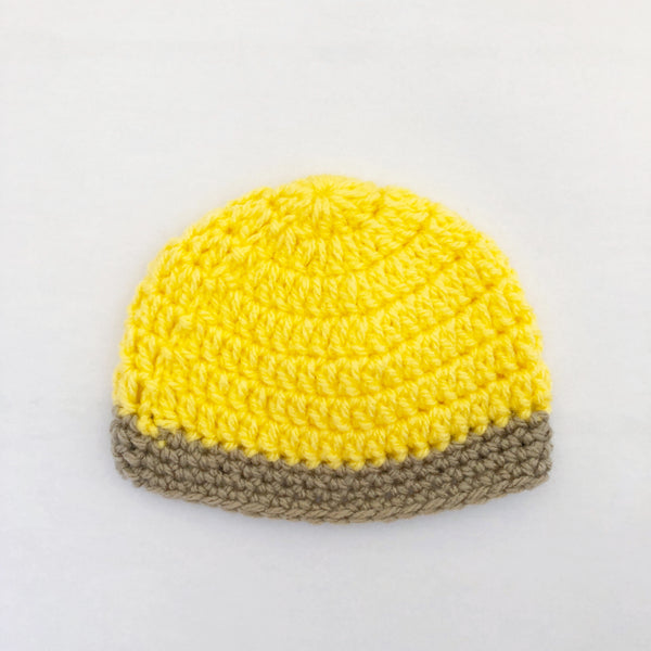 Crochet wool beanie - sunshine yellow