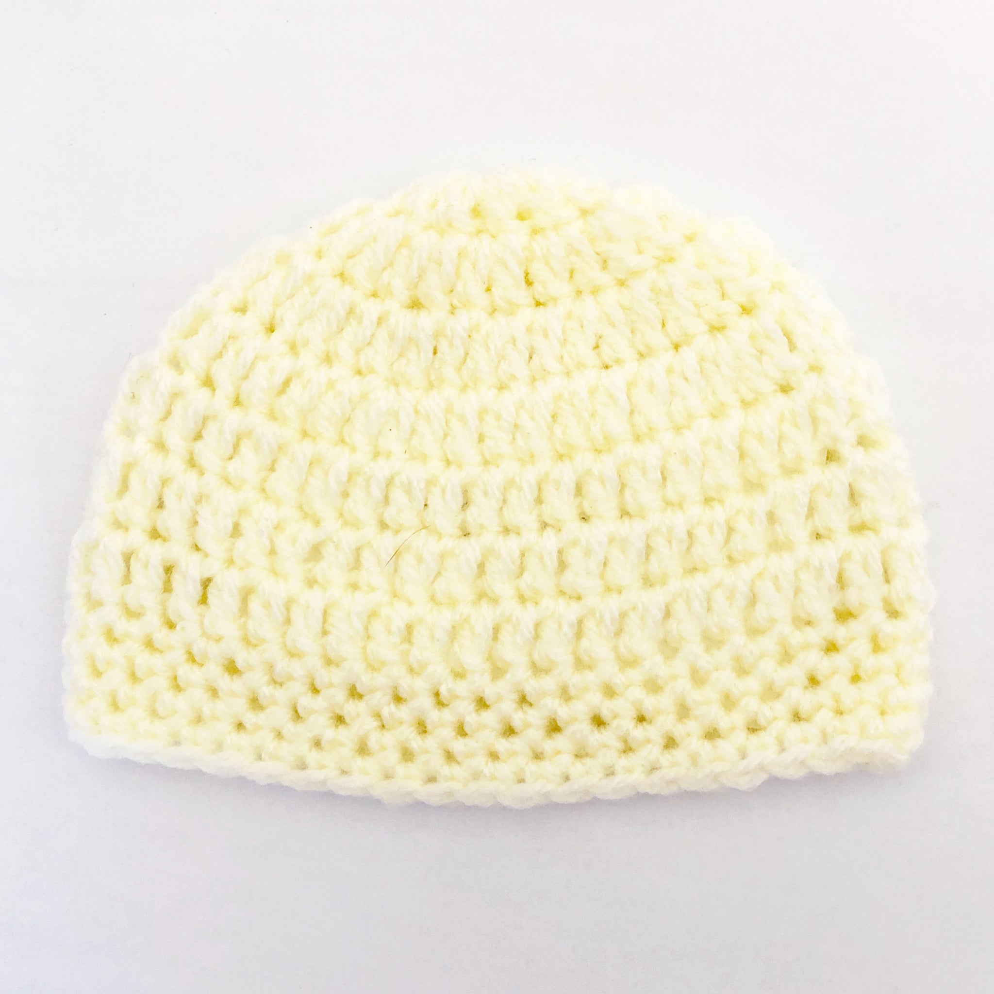 Crochet wool beanie - lemon yellow