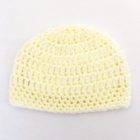Crochet wool beanie - lemon yellow