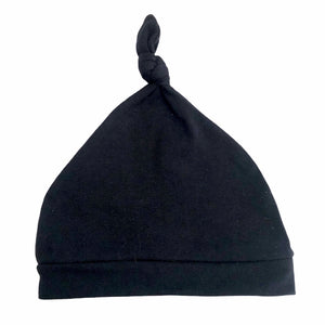 Topknot black beanie