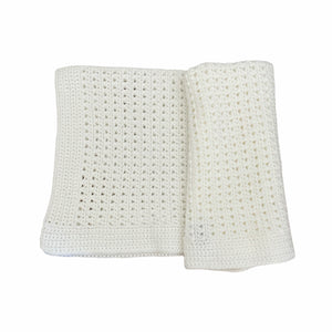 White Crochet Carseat Blanket