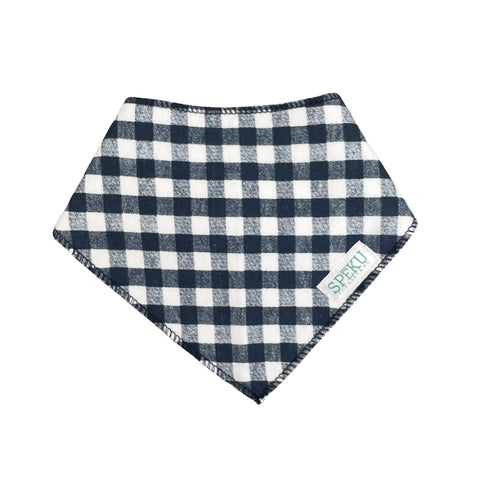 Navy check bandana bib