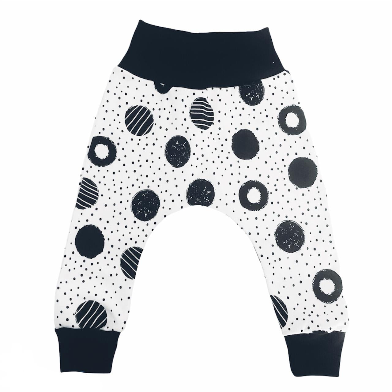 Harem pants - black circles on white