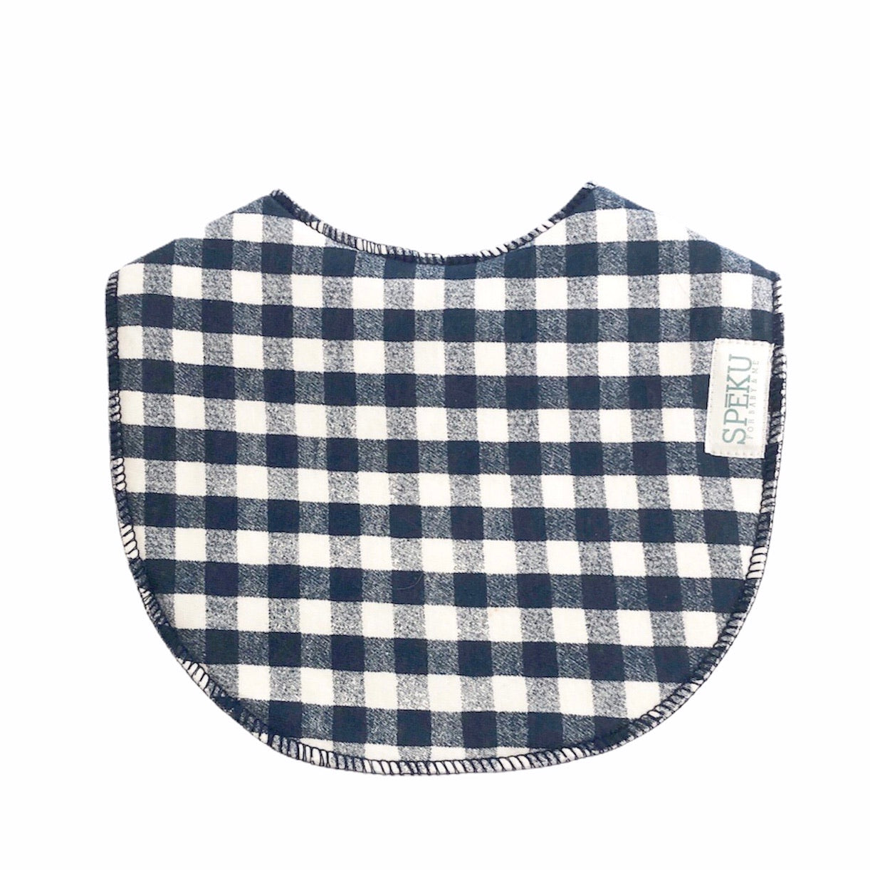 Navy & white check classic bib