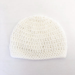 Crochet wool beanie - white