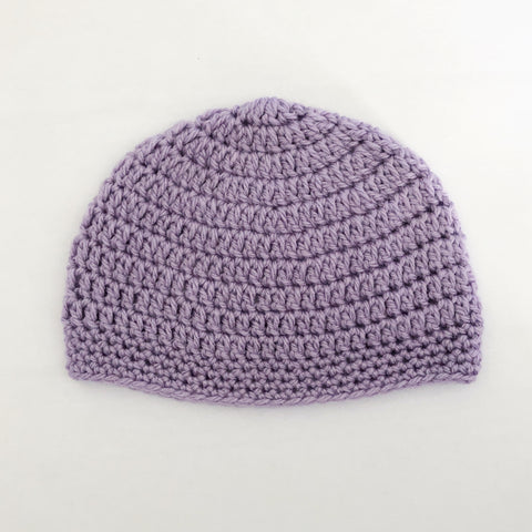 Crochet wool beanie - purple