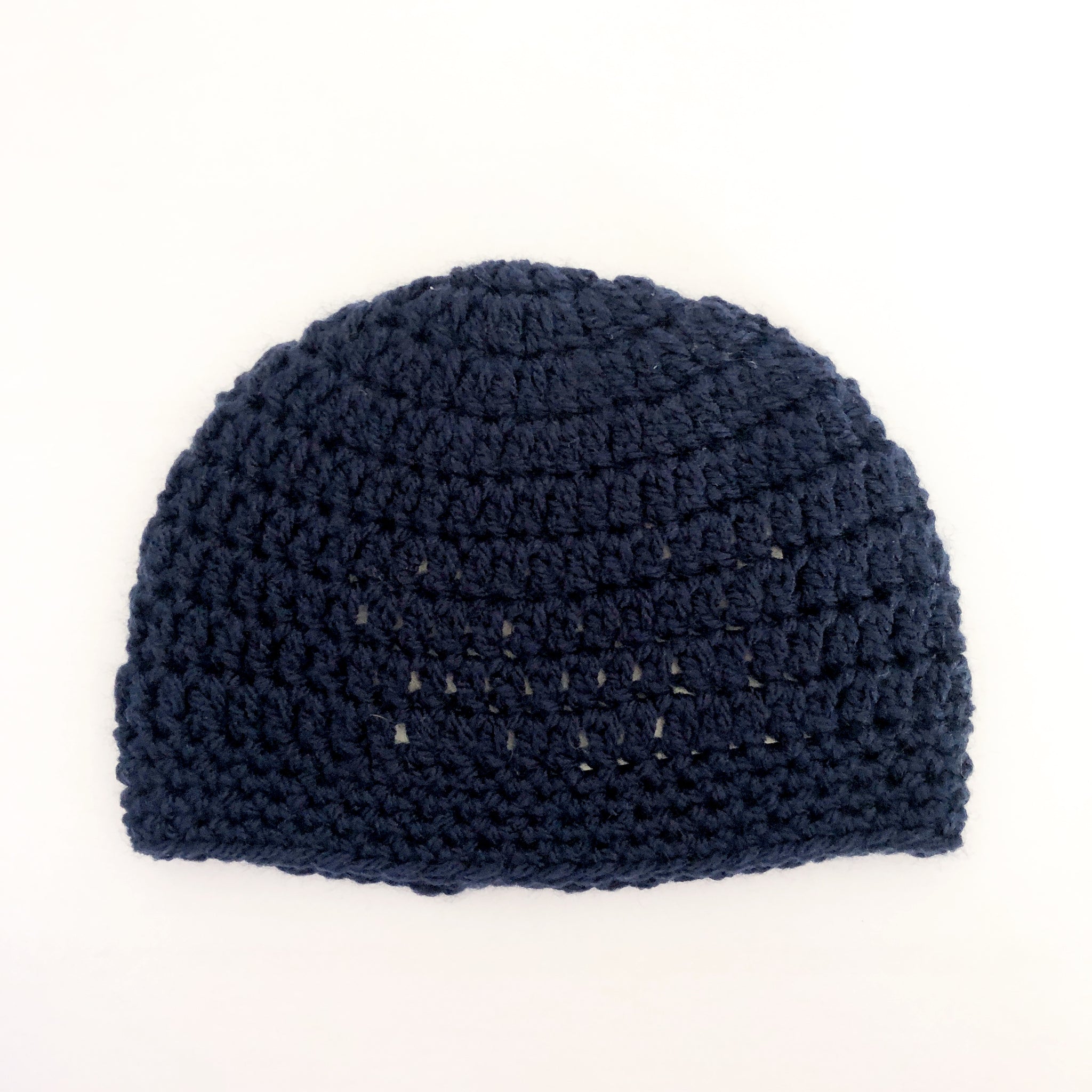Crochet wool beanie - navy