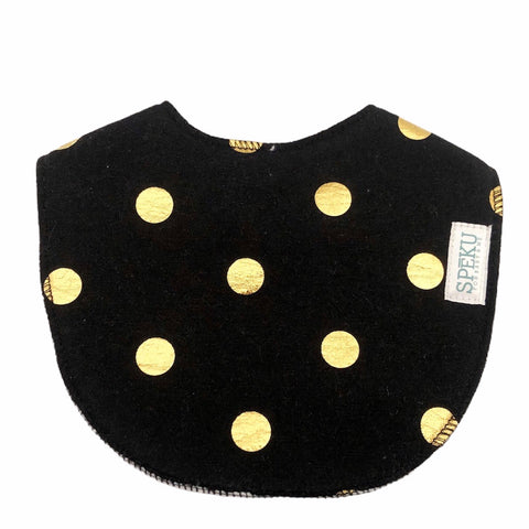 Black and gold polka waterproof bib