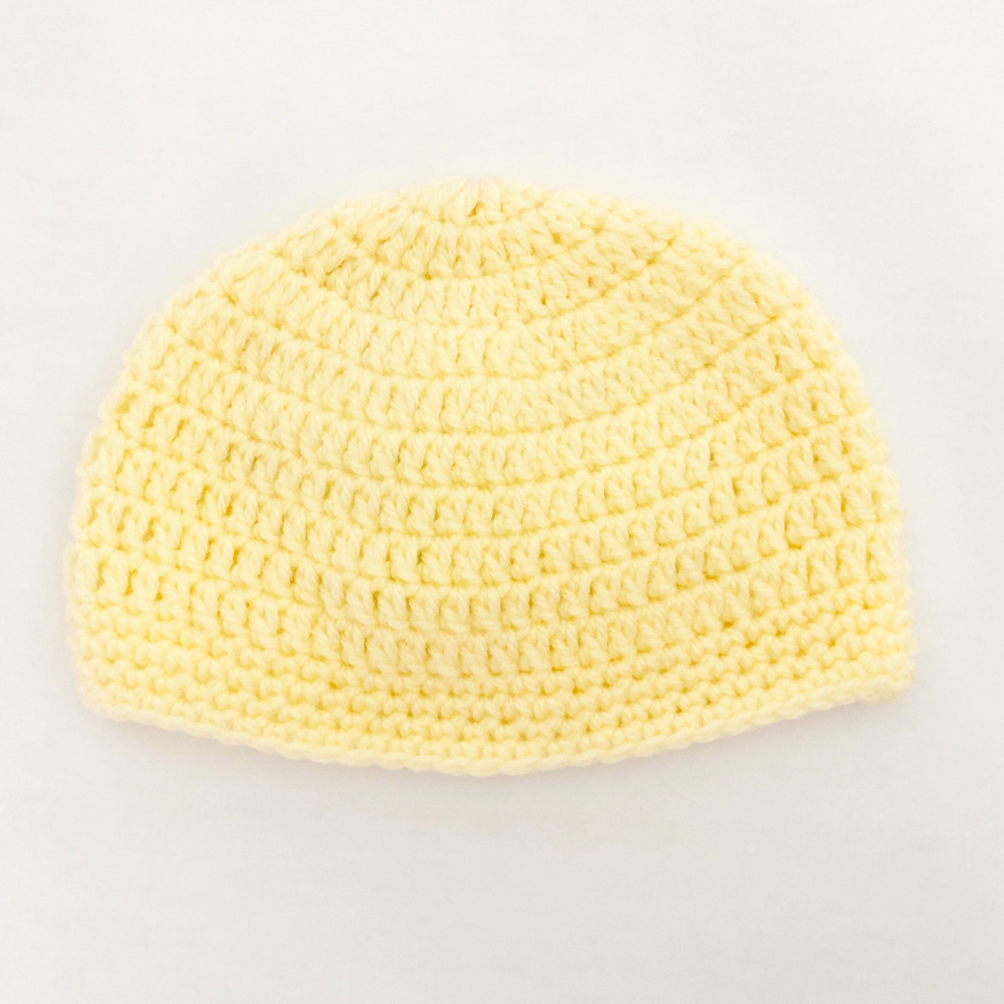 Crochet wool beanie - yellow