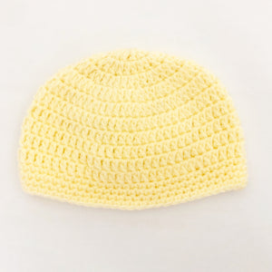 Crochet wool beanie - yellow
