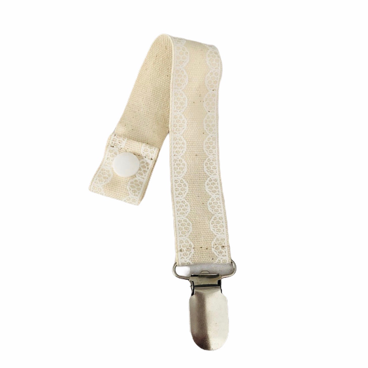 White Lace on Beige Dummy Clip