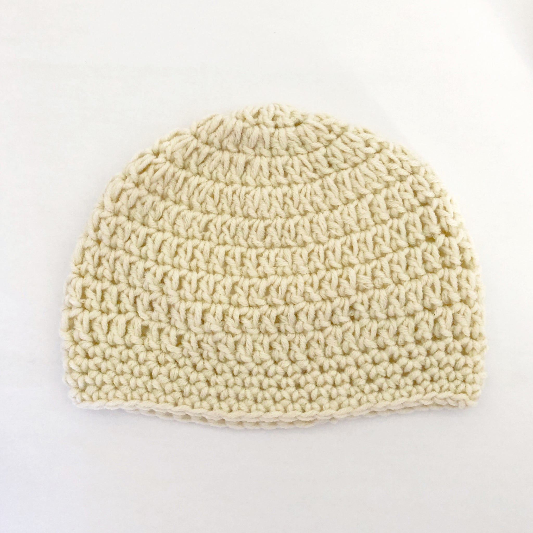 Crochet wool beanie - stone
